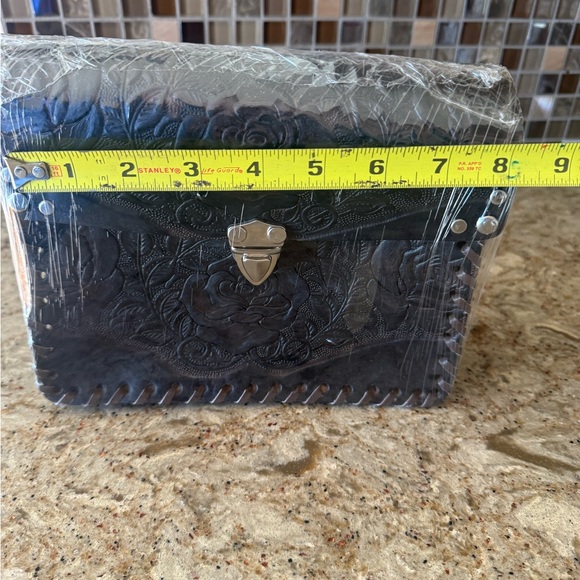 Handbags - Handmade Black Embossed Leather Handbag